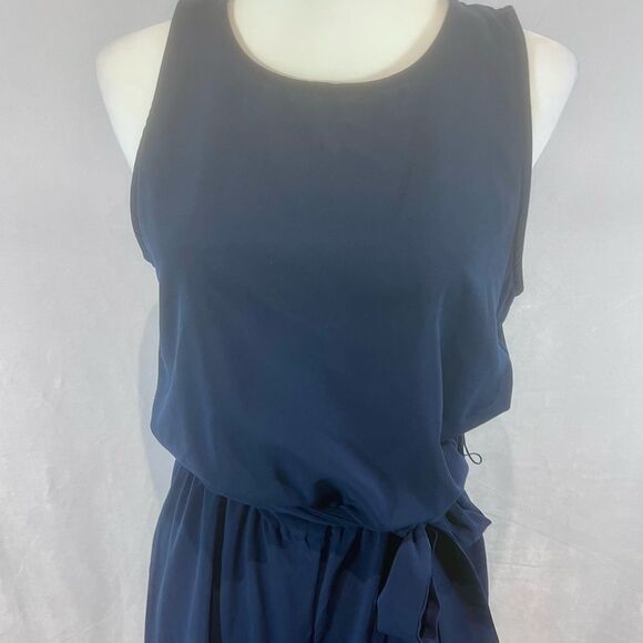 Carolina Belle navy belted cropped jumpsuit size 4 - Picture 2 of 6